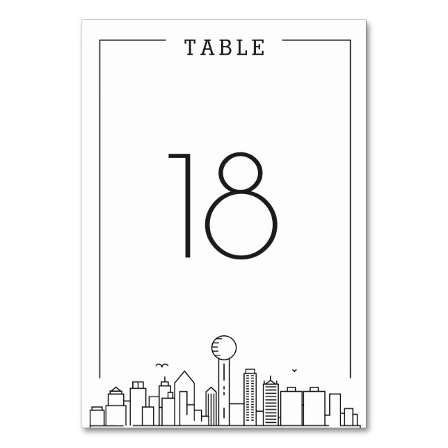 Tarjeta De Mesa Boda de Dallas | Número de tabla (Anverso)