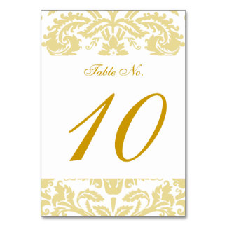 Tarjeta De Mesa Boda de Damasco con crema de oro