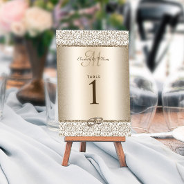 Tarjeta De Mesa Boda de Damasco Purpurina Metálico Elegante Champa