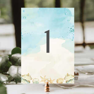 Tarjeta De Mesa Boda de destino costero tropical de playa