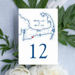 Tarjeta De Mesa Boda de destino de Cape Cod<br><div class="desc">Estos encantadores números de tabla de mapas de Cape Cod son perfectos para tu recepción de bodas de destino de Cape Cod. También hacen grandes números de mesa para cenas de ensayo en Cape Cod o cualquier otro gran fiesta. El mapa dibujado a mano de Cape Cod incluye Barnstable, Bourne,...</div>