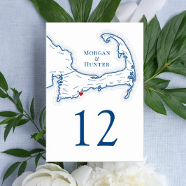 Tarjeta De Mesa Boda de destino de Cape Cod