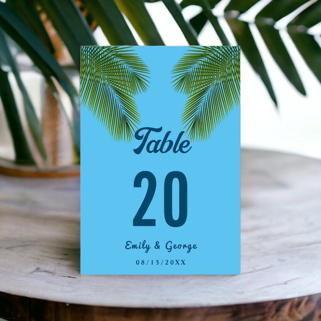 Tarjeta De Mesa Boda de destino de la Playa Azul de la Palma Tropi (Subido por el creador)