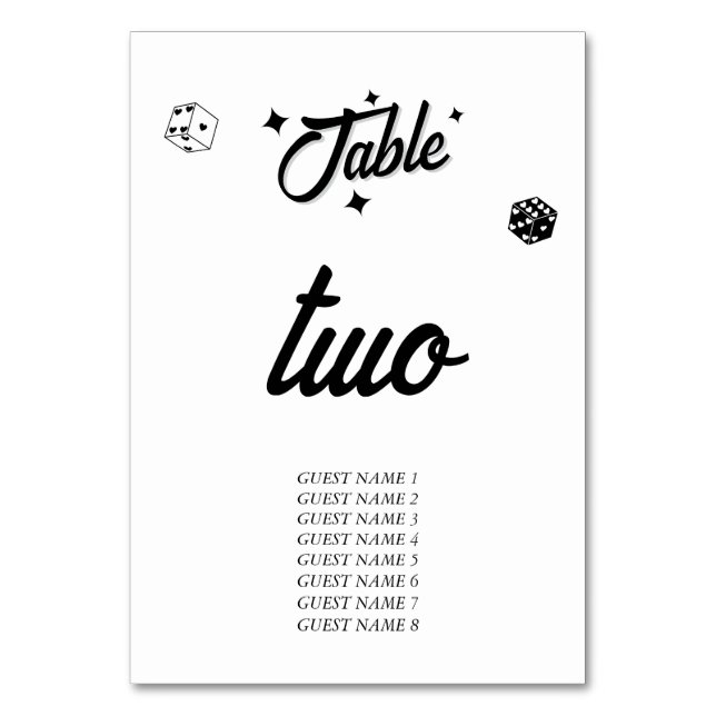 Tarjeta De Mesa Boda de destino del Casino de Las Vegas Blanco Neg (Reverso)