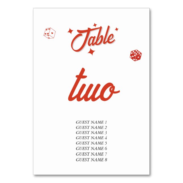 Tarjeta De Mesa Boda de Destino en el Casino de Las Vegas Tablero  (Reverso)