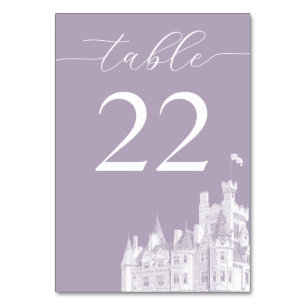 Tarjeta De Mesa Boda de Destino en el Castillo Vintage Lavanda