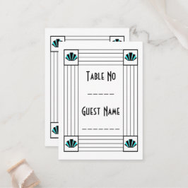 Tarjeta De Mesa Boda de diseño Art Deco Azul