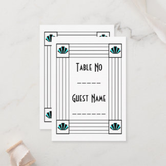 Tarjeta De Mesa Boda de diseño Art Deco Azul