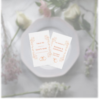 Tarjeta De Mesa Boda de diseño de pergaminos de pergamino