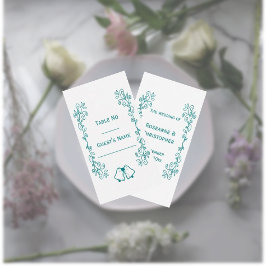 Tarjeta De Mesa Boda de diseño de trabajo de Bells verde azuladas