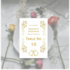 Tarjeta De Mesa Boda de diseño de trabajo de gamas de oro
