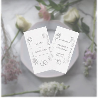 Tarjeta De Mesa Boda de diseño de trabajo de gamas plateadas