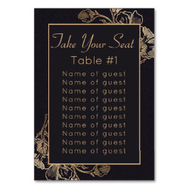 Tarjeta De Mesa Boda de diseño floral metálico falso