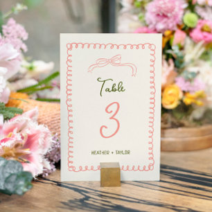 Tarjeta De Mesa Boda de diversión francesa rosa y verde dibujado a