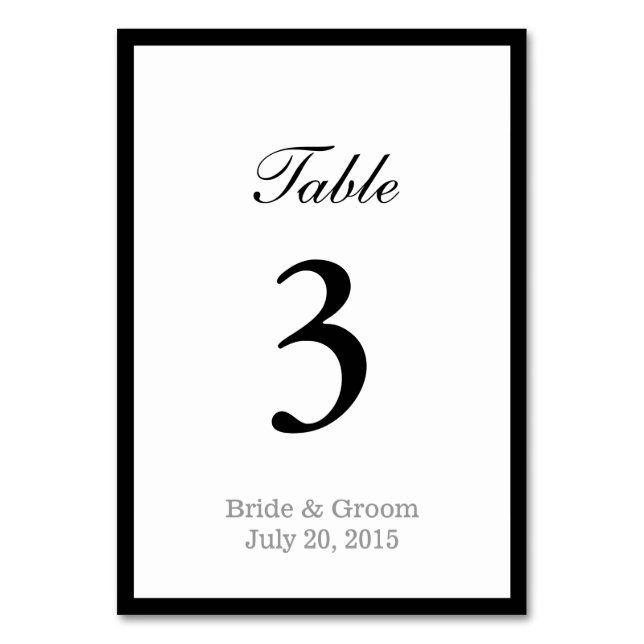 Tarjeta De Mesa Boda de doble cara simple y negrita (Anverso)