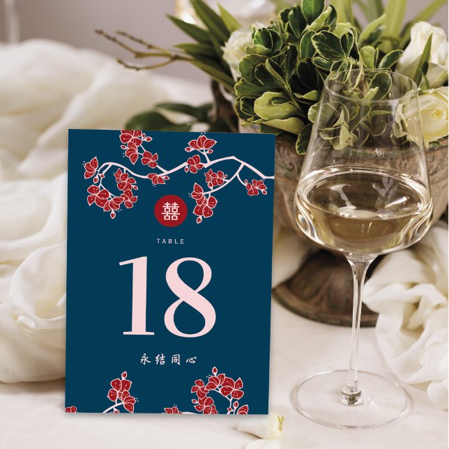 Tarjeta De Mesa Boda de doble felicidad de depilación/depilación r (Subido por el creador)