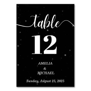 Tarjeta De Mesa Boda de Elegancia Moderna Específico Blanco y Negr