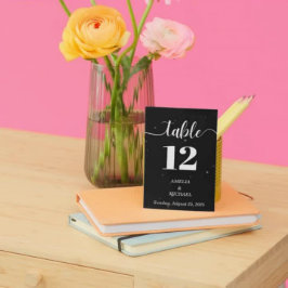 Tarjeta De Mesa Boda de Elegancia Moderna Específico Blanco y Negr