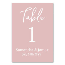 Tarjeta De Mesa Boda de Elegancia Moderna Rosa de Rubor