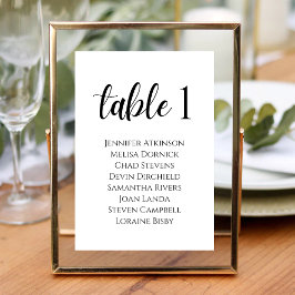 Tarjeta De Mesa Boda de Elegancia Moderna y Blanca Personalizada