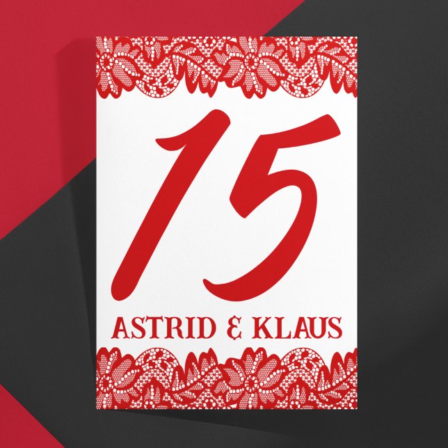 Tarjeta De Mesa Boda de "encaje" noruego rojo (Subido por el creador)