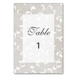 Tarjeta De Mesa Boda de encaje y marfil blanco