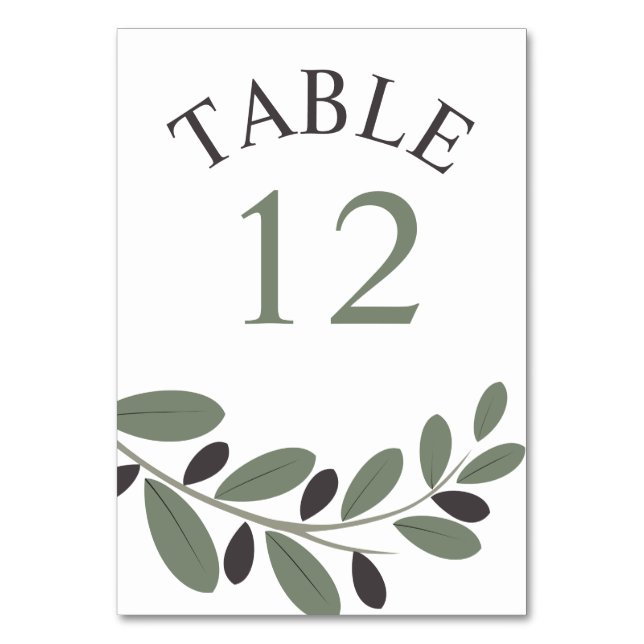 Tarjeta De Mesa Boda de encanto mediterráneo de rama oliva silizad (Anverso)