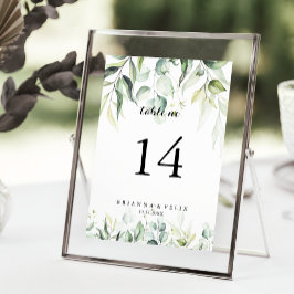 Tarjeta De Mesa Boda de energía ecológica de color de agua Eucalyp
