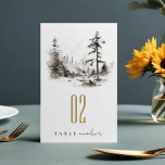 Tarjeta De Mesa Boda de Esbozo de Paisaje de las Montañas de Pine<br><div class="desc">Si necesita cualquier otro producto o personalización que coincida,  por favor envíe un mensaje a través de Zazzle.</div>