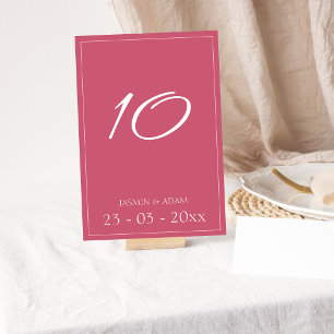 Tarjeta De Mesa Boda de escritura magenta rosa mínimo