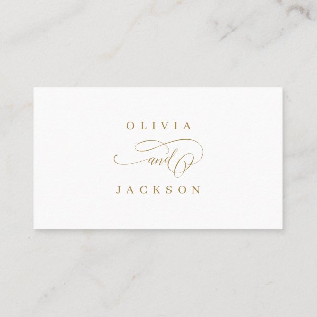 Tarjeta De Mesa Boda de escritura romántico simple y dorado (Reverso)