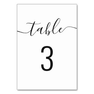 Tarjeta De Mesa Boda de escritura simple y elegante en blanco y ne