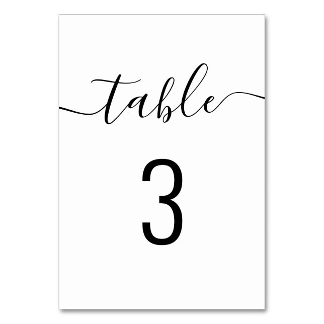 Tarjeta De Mesa Boda de escritura simple y elegante en blanco y ne (Anverso)
