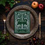 Tarjeta De Mesa Boda de espada de color verde real<br><div class="desc">Celebre su día especial con este diseño de Boda de espadas medievales. La plata en este artículo NO es Relieve metalizado real. Los elementos se imprimen exactamente como aparecen en la pantalla cuando se agregan al carrito, por lo que se personaliza y se agrega cada número de tabla que se...</div>