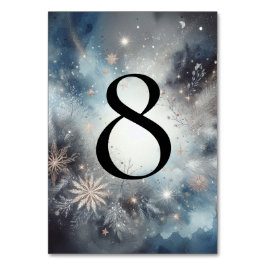 Tarjeta De Mesa Boda de espuma de invierno celestial de medianoche