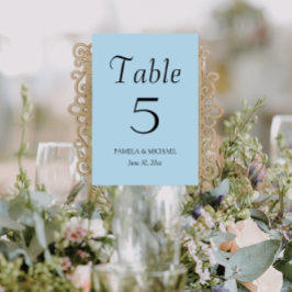 Tarjeta De Mesa Boda de estilo sencillo azul claro