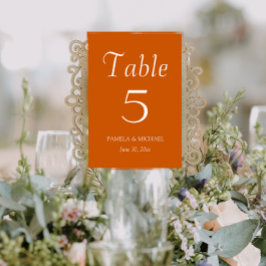 Tarjeta De Mesa Boda de estilo sencillo Naranja quemado