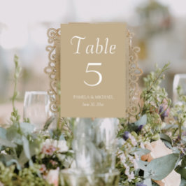 Tarjeta De Mesa Boda de estilo simple de Khaki