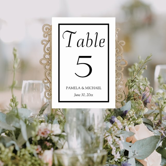 Tarjeta De Mesa Boda de estilo simple negro y blanco (In Situ Wedding)