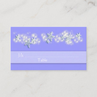 Tarjeta De Mesa Boda de estrella de playa morada blanca