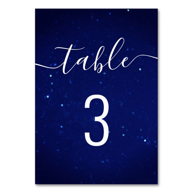 Tarjeta De Mesa Boda de estrellas de la noche de la marina azul. C (Anverso)