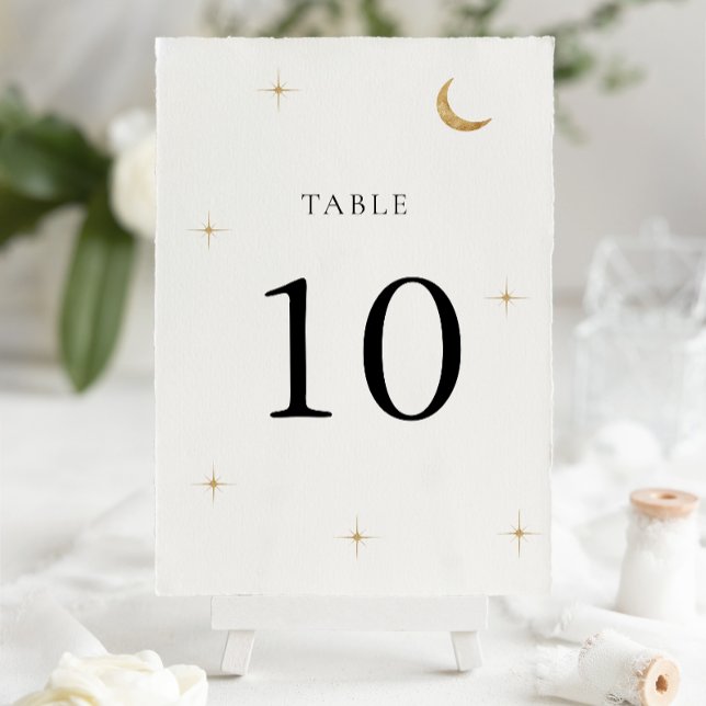 Tarjeta De Mesa Boda de estrellas de luna de oro celeste clásico m (Subido por el creador)