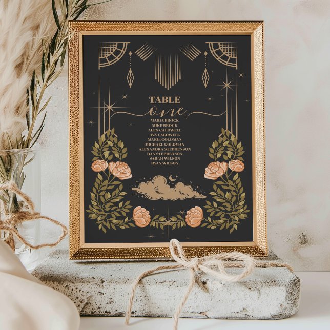 Tarjeta De Mesa Boda de estrellas negras celestes de medianoche (Subido por el creador)