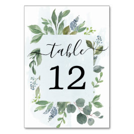 Tarjeta De Mesa Boda de eucalipto azul turbio
