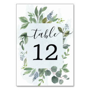 Tarjeta De Mesa Boda de eucalipto azul turbio