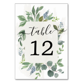 Tarjeta De Mesa Boda de eucalipto azul turbio