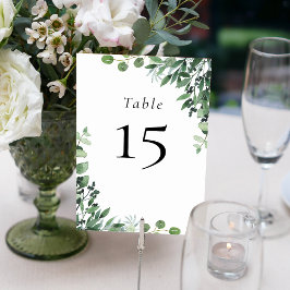 Tarjeta De Mesa Boda de eucalipto blanco verde