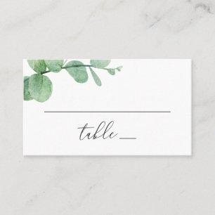 Tarjeta De Mesa Boda de Eucalipto con Acuarela Botánica de Verdo