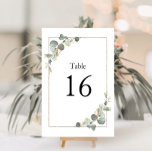Tarjeta De Mesa boda de eucalipto de marco moderno<br><div class="desc">cuadro moderno eucalipto número de tabla boda floral.</div>