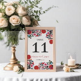 Tarjeta De Mesa Boda de Fiesta Colorida y Floral Mexicana